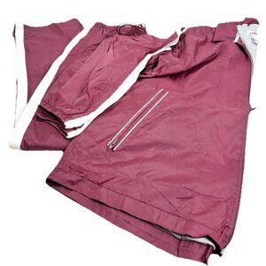 VTG Bike Men's Large Nylon Windsuit Jacket & 31" Pants Maroon Red & White EUC